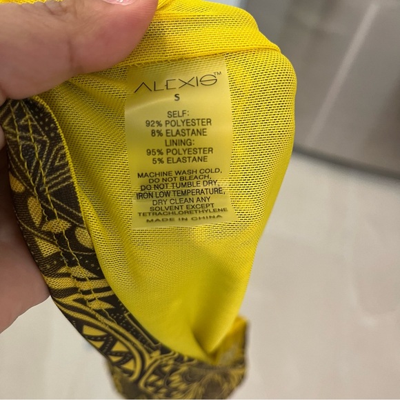 NWT Designer Alexis Yellow Minari Mesh Mini Dress with Halter Tie - Picture 4 of 12